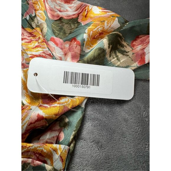 Olia Dress Womens Size Small Green Maxi Floral Faux Wrap Chiffon Long Sleeve NWT - Picture 4 of 9